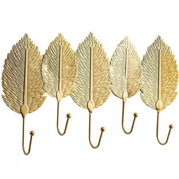 Nordic Golden Leaf Wall Hooks