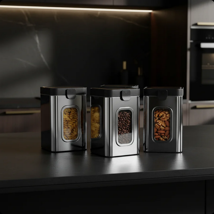See-Through Stainless Steel Airtight Canister