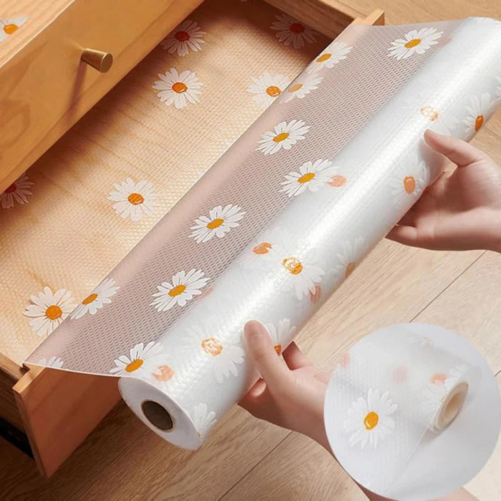 Non-Slip Anti-Dust Drawer & Shelf Liner Roll | Waterproof Floral sheet