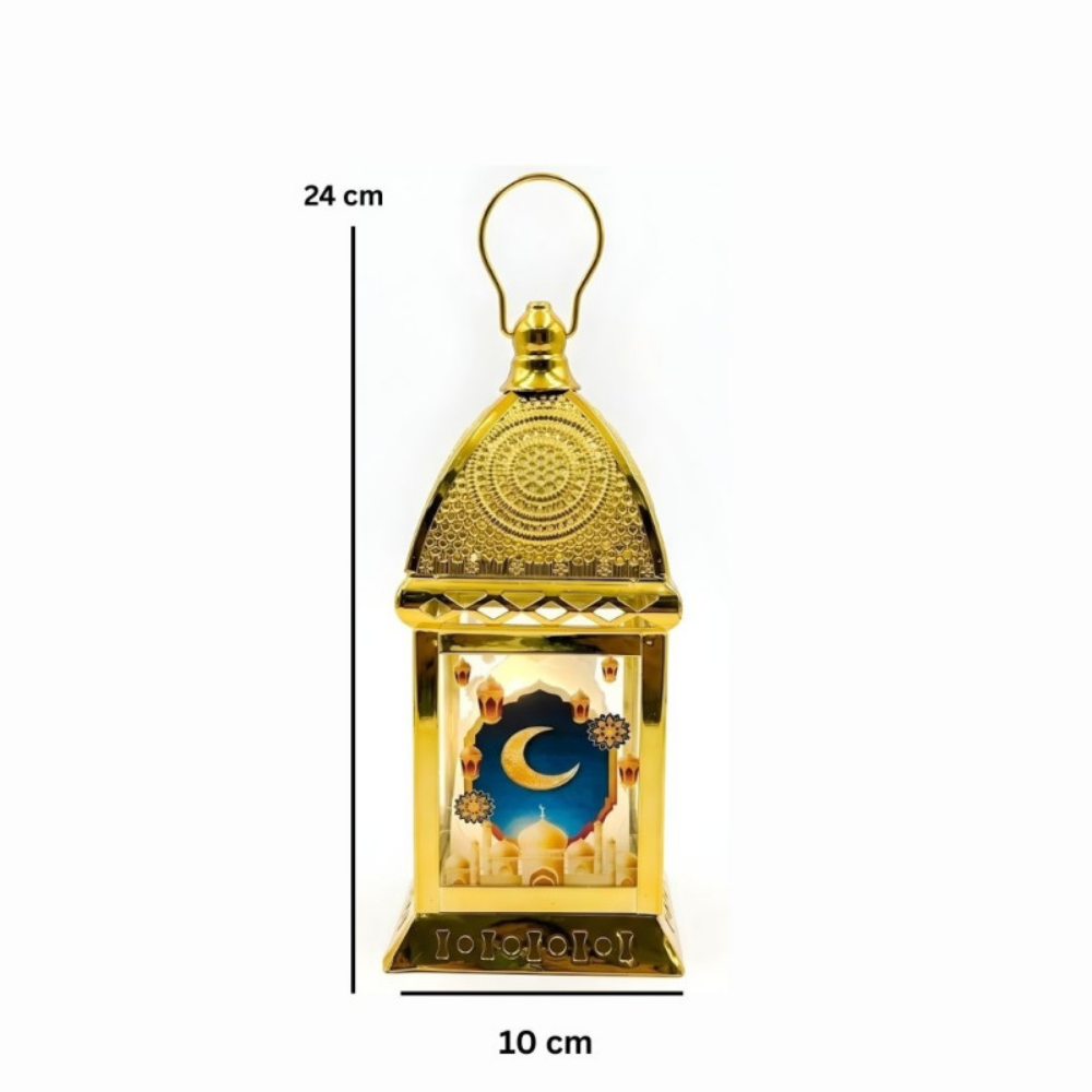 Elegant Gold Ramadan Lantern with LED Illumination