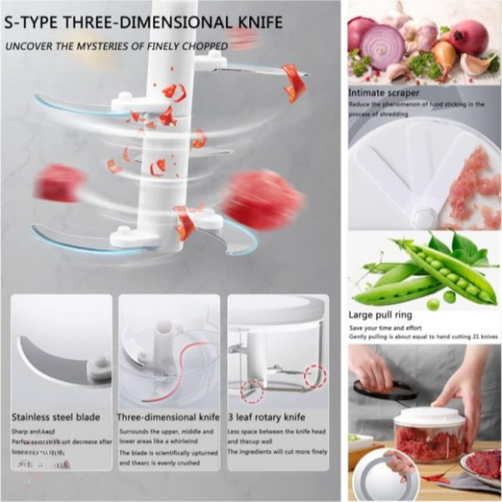 Ecoco Manual Multi-Function Vegetable Chopper & Meat Grinder