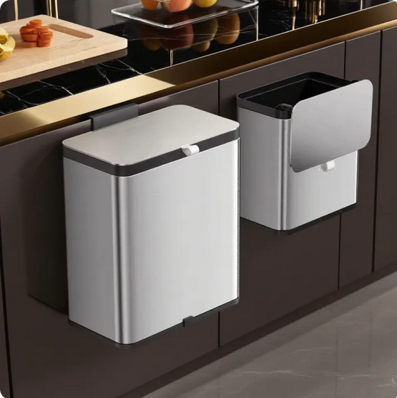 Kitchen Cabinet Door Hanging Trash Can Stainless Steel Storage