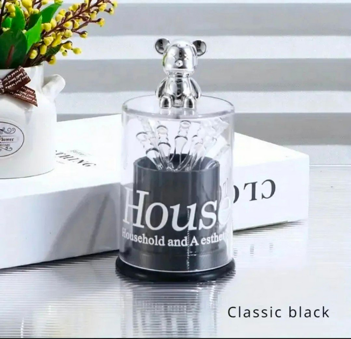 Luxury Bear Figurine Cotton Swab & Toothpick Holder