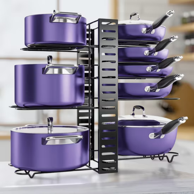 Kitchen Counter Cabinet Pantry Storage Pot Lid Stand Rack Adjustable Kitchen Pan Organizer Pan Holder