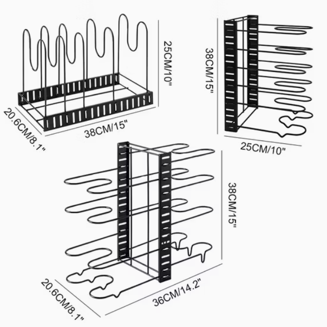 Kitchen Counter Cabinet Pantry Storage Pot Lid Stand Rack Adjustable Kitchen Pan Organizer Pan Holder