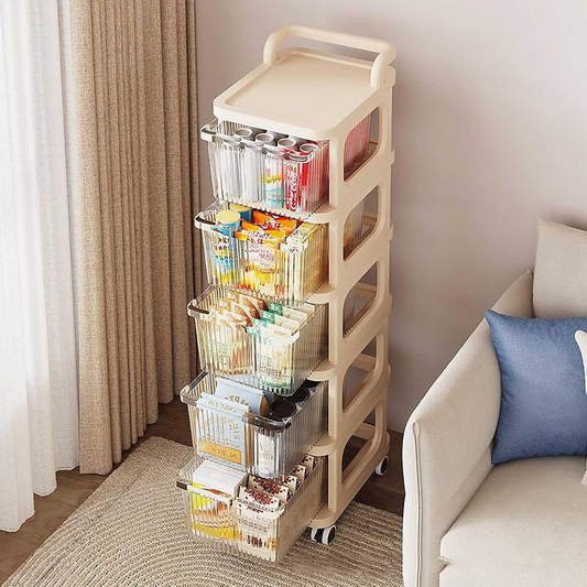 Plastic Drawer Storage White Rolling Cart