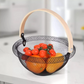 Nordic Mesh Fruit Basket with Natural Wooden Handle