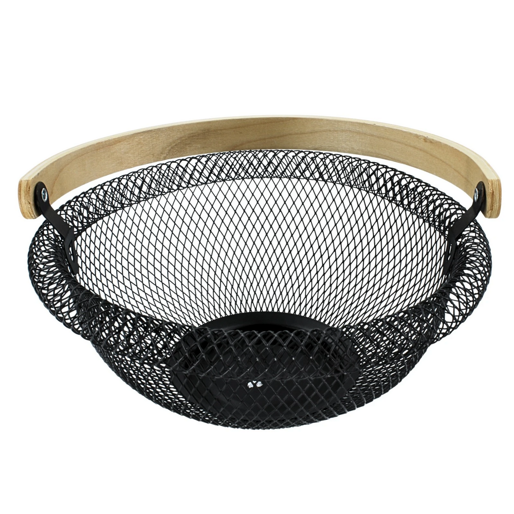 Nordic Mesh Fruit Basket with Natural Wooden Handle