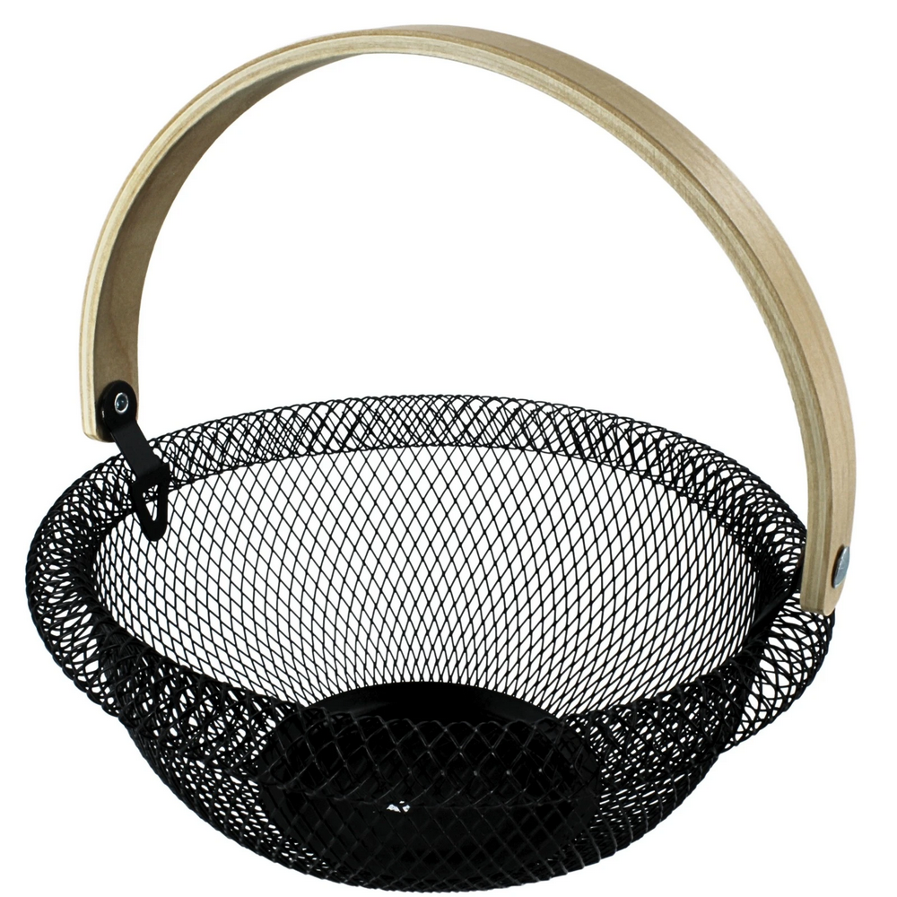 Nordic Mesh Fruit Basket with Natural Wooden Handle