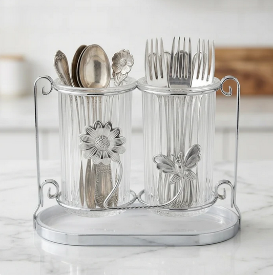 Acrylic & Metal Cutlery Holder Stand