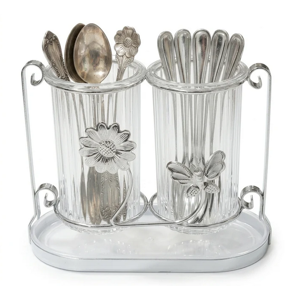 Acrylic & Metal Cutlery Holder Stand