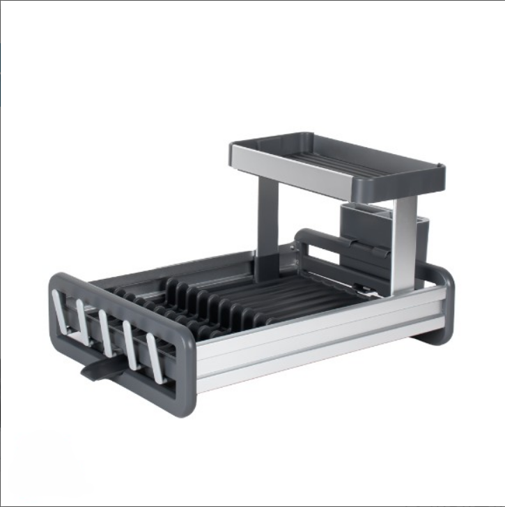 Premium 2-Tier Aluminum Compact Dish Drying Rack
