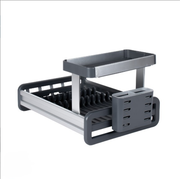 Premium 2-Tier Aluminum Compact Dish Drying Rack