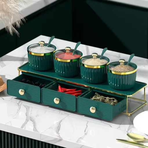 Luxury Emerald Green Spice Jar Set