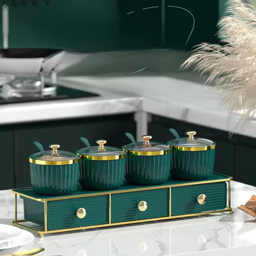 Luxury Emerald Green Spice Jar Set