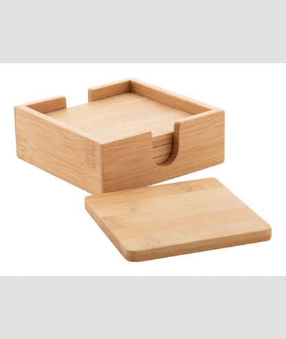 Premium Bamboo Coaster Set with Holders
