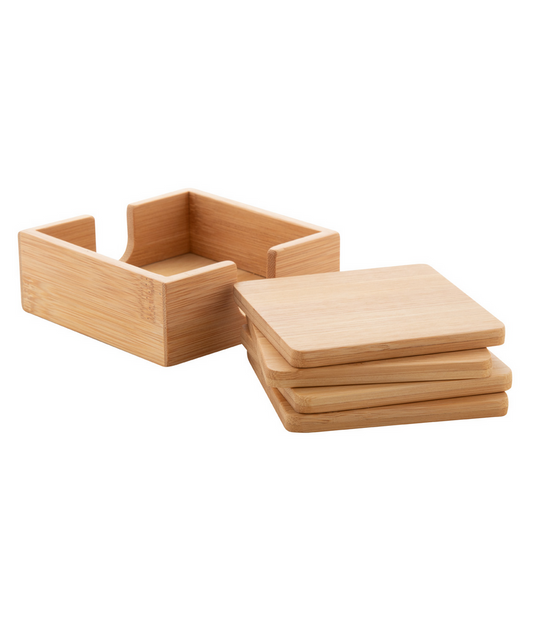 Premium Bamboo Coaster Set with Holders