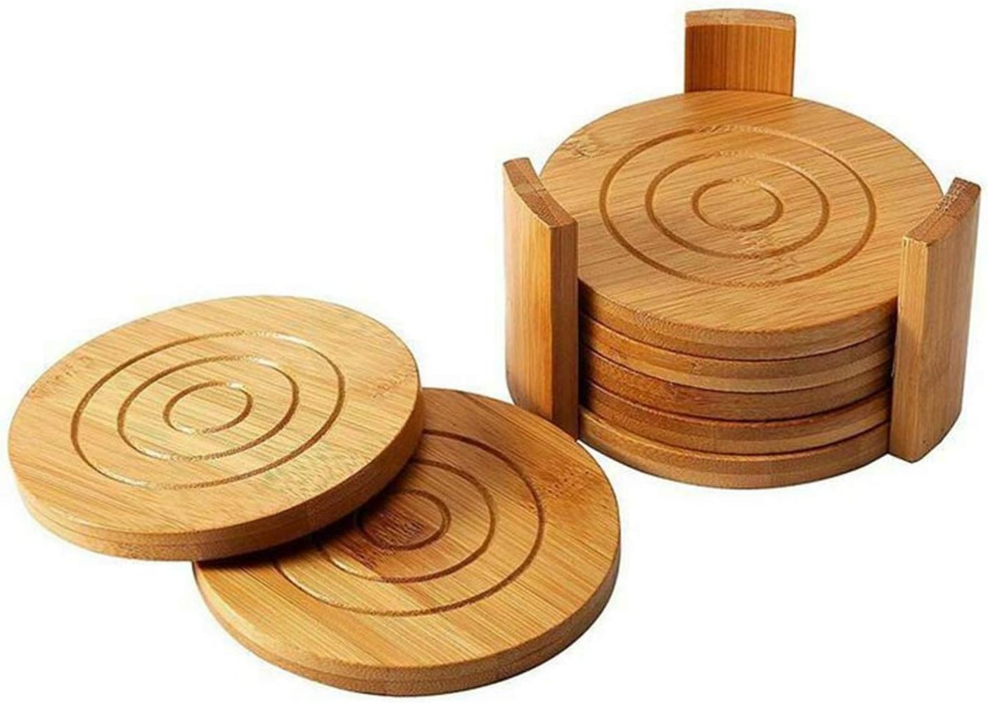 Premium Bamboo Coaster Set with Holders