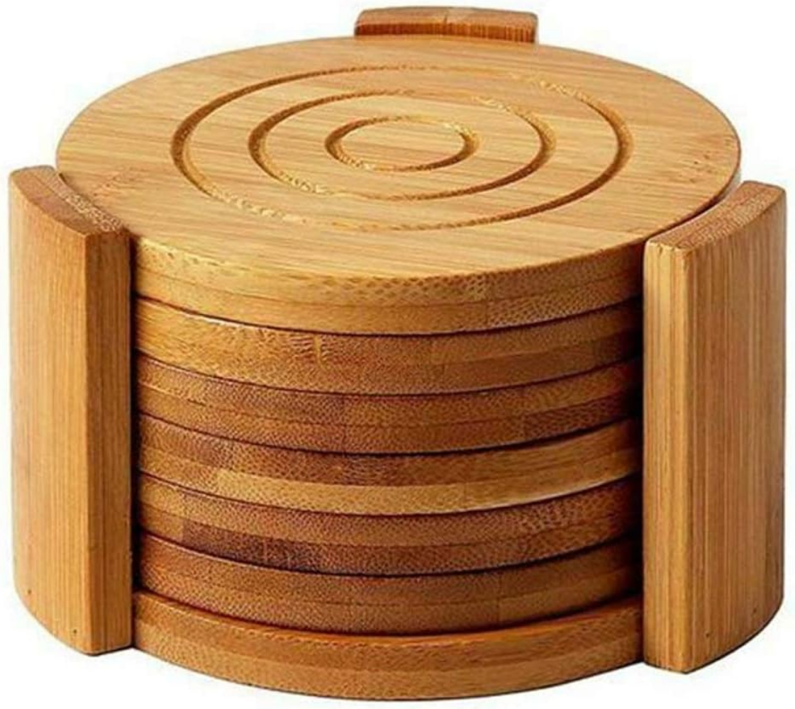 Premium Bamboo Coaster Set with Holders