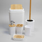 Modern Eco-Bamboo & Rhinestone Bathroom Organizer Set