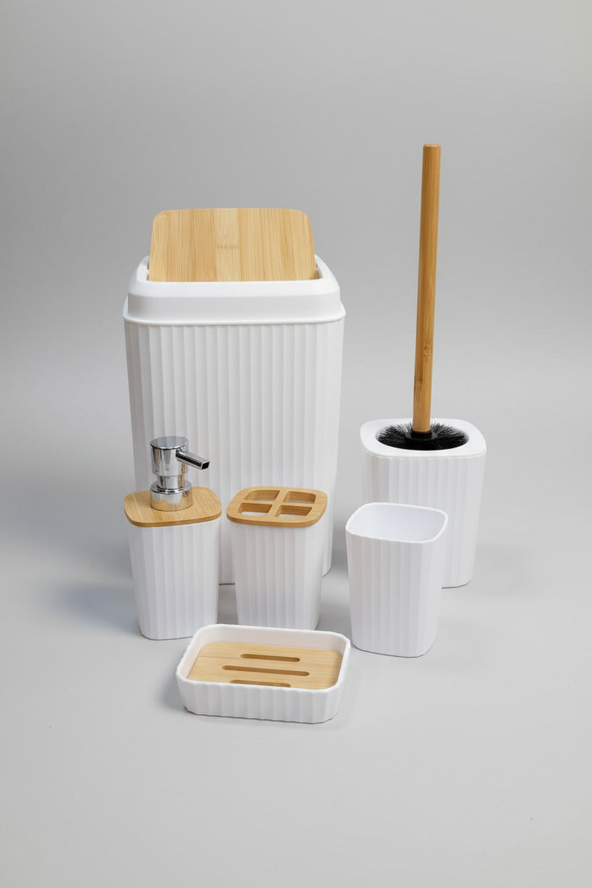 Modern Eco-Bamboo & Rhinestone Bathroom Organizer Set