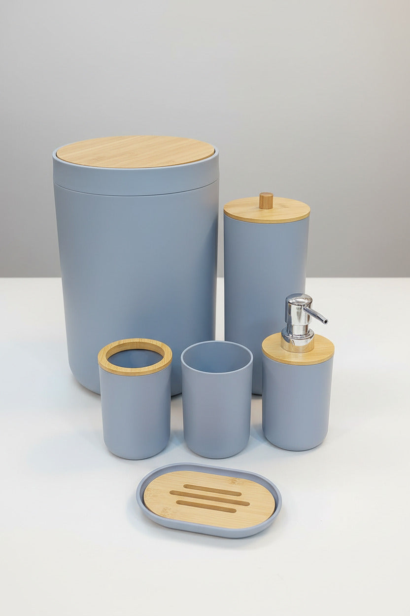Modern Eco-Bamboo & Rhinestone Bathroom Organizer Set