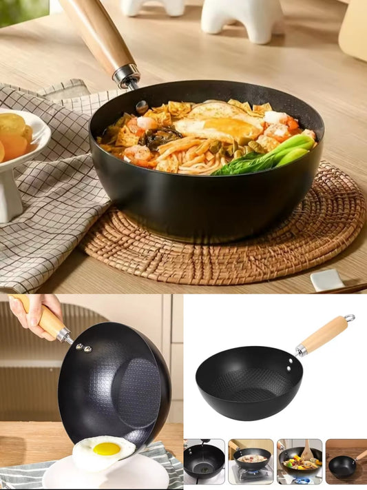 Wooden Handle Cooking Nonstick Woak