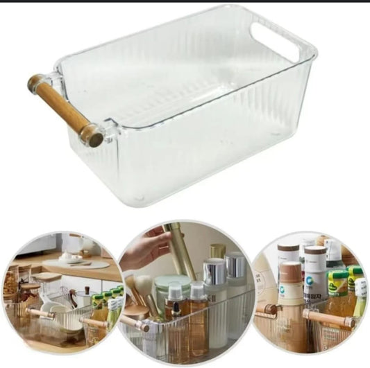 Modern Clear Organizer with Wood Handle