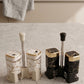 Elegant Marble-Pattern Salt and Pepper Shaker Set with Carrying Stand