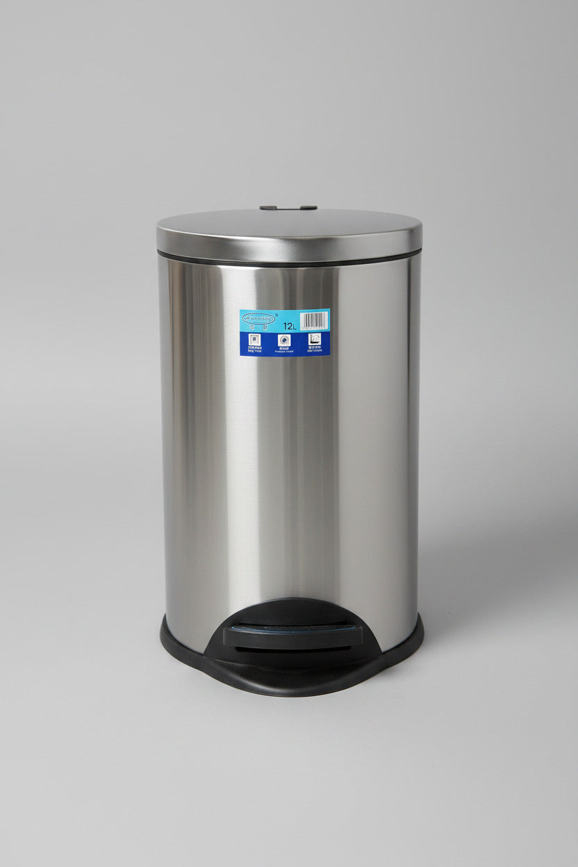 Premium 12L Stainless Steel Step Dustbin