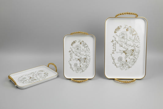 Gold-Accent Serving Tray Set
