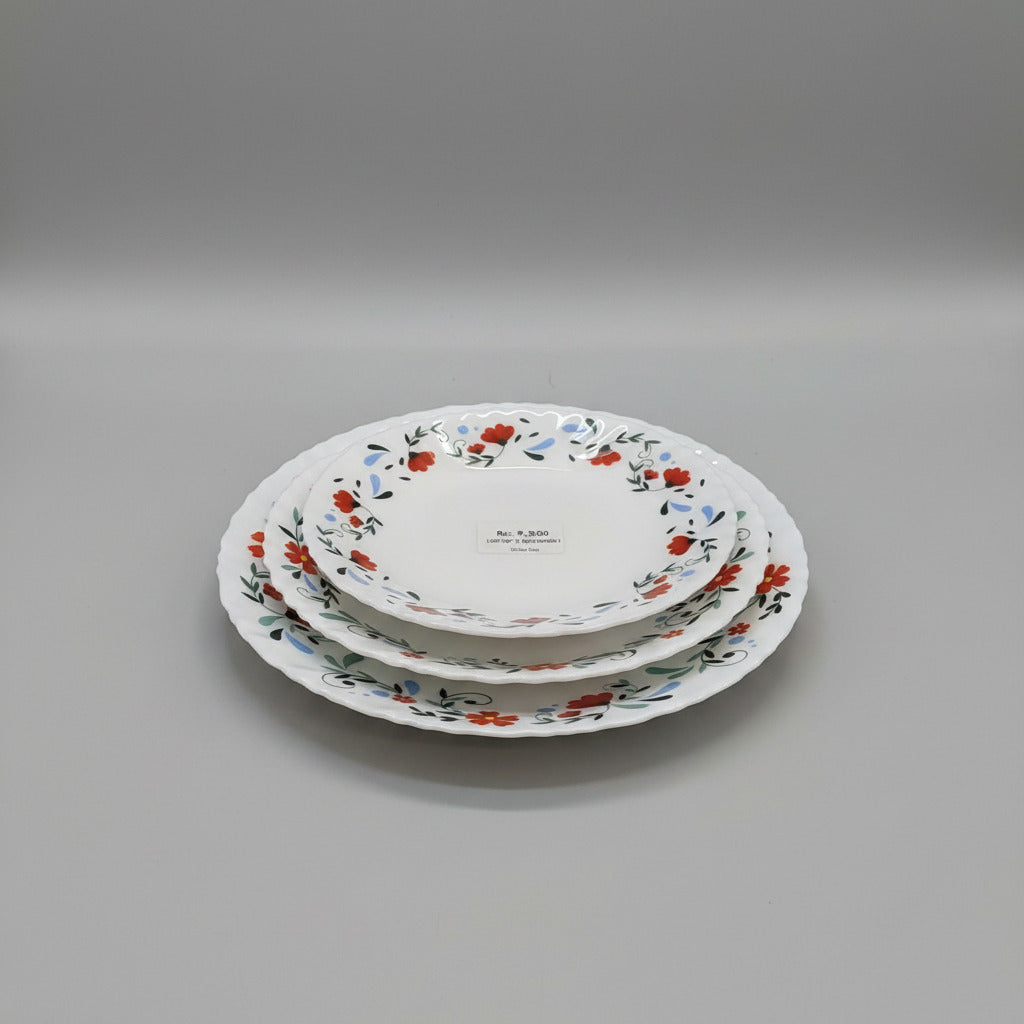 Elegant Floral Opal Glass Dining 18Pcs set