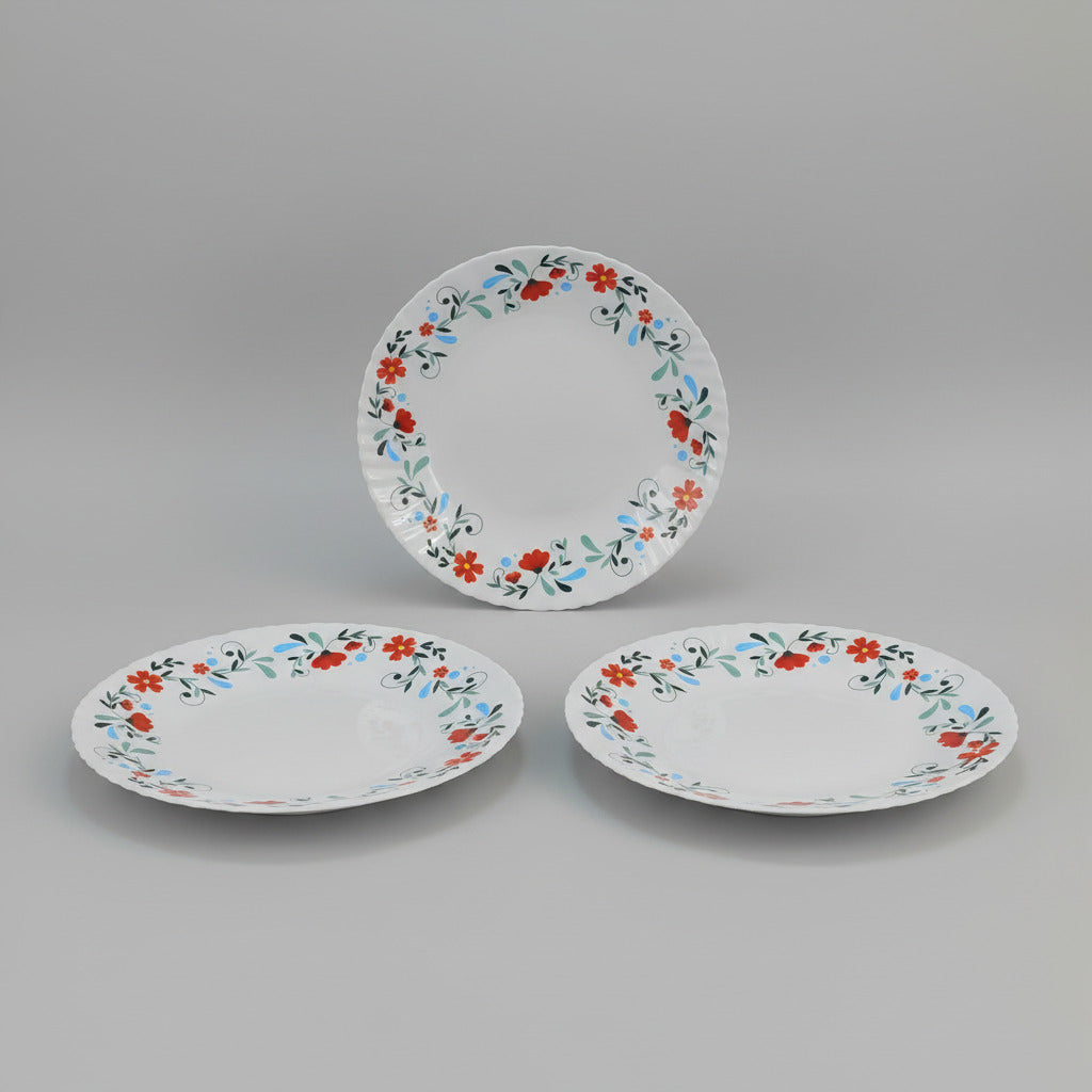 Elegant Floral Opal Glass Dining 18Pcs set