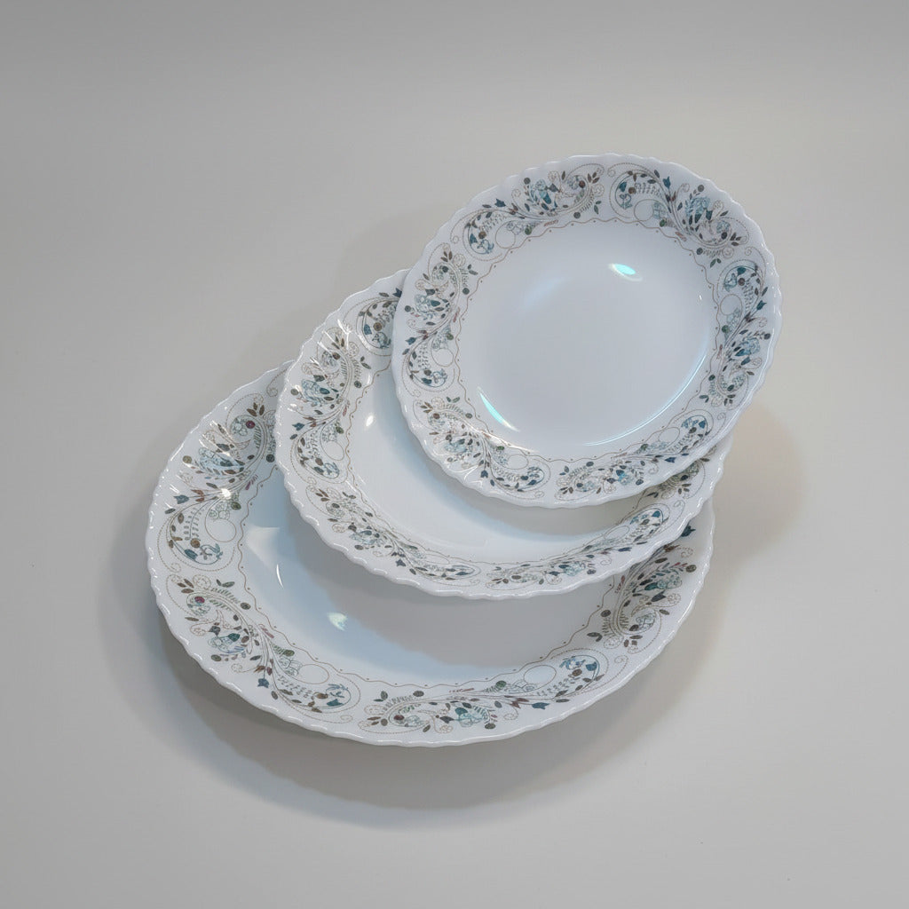 Elegant Floral Opal Glass Dining 18Pcs set