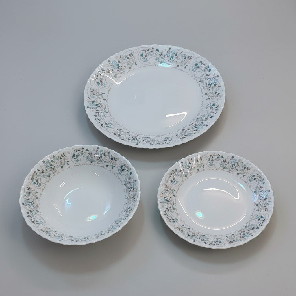 Elegant Floral Opal Glass Dining 18Pcs set