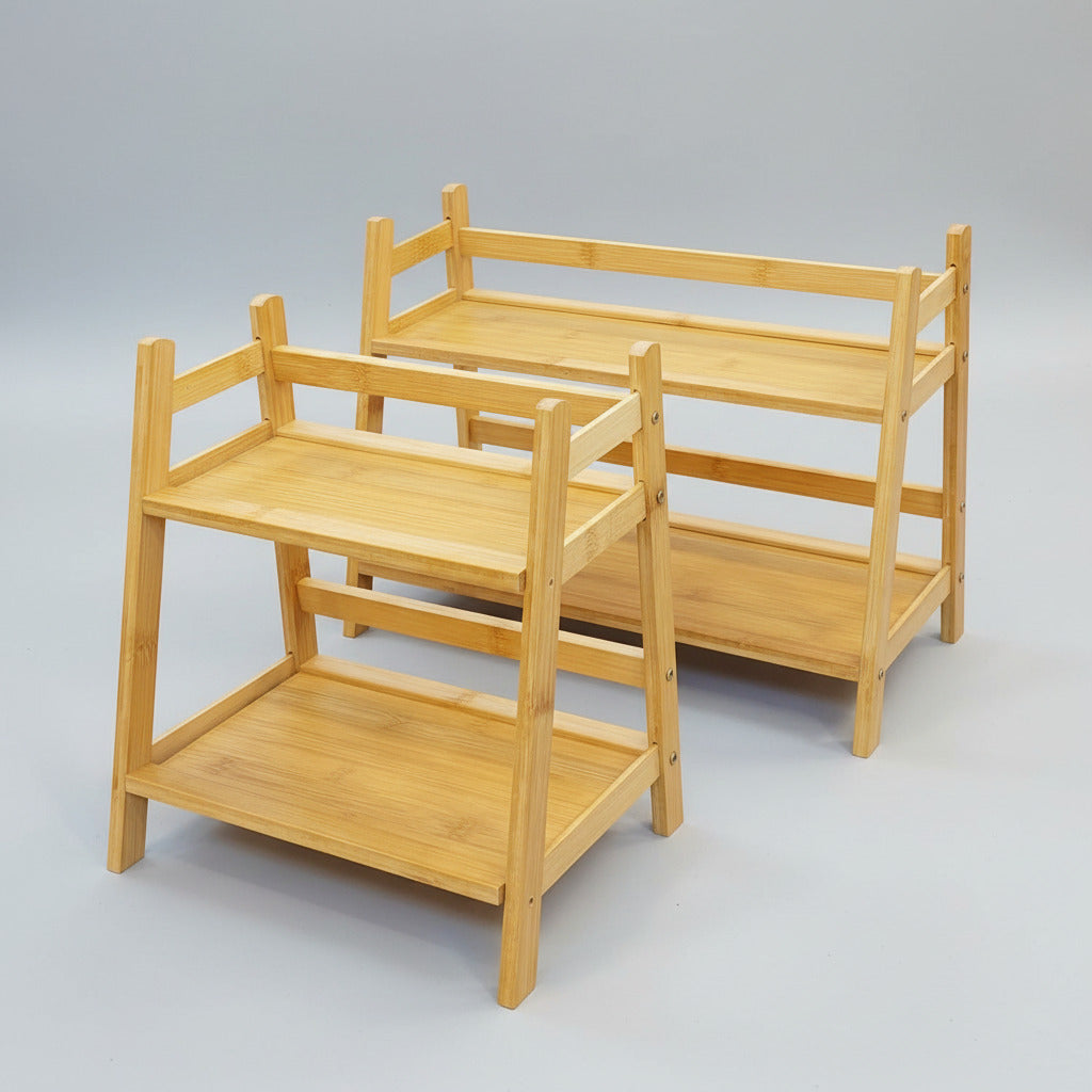 2-Tier Bamboo Countertop Organizer Rack