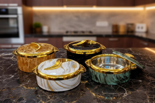 Luxury Marble Finish Insulated Casserole-3PCS SET