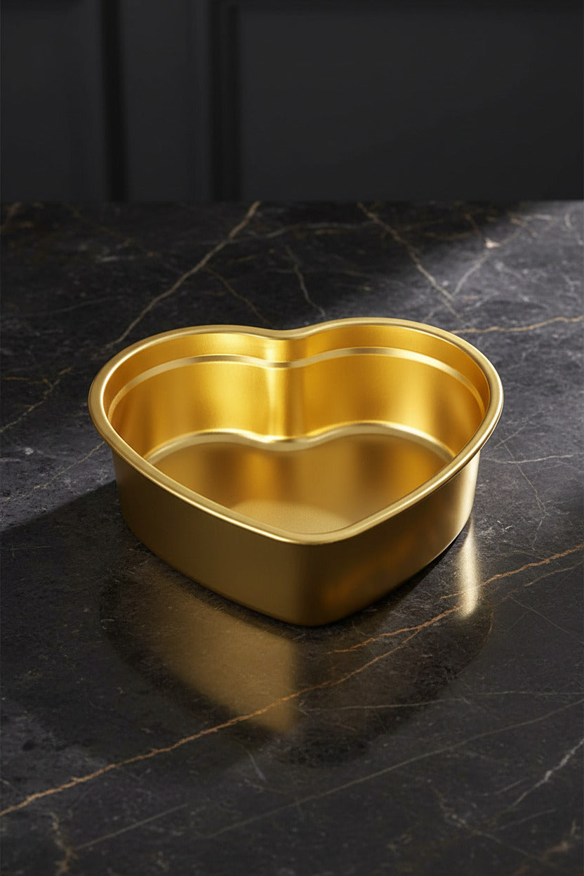 Golden Stainless Steel Heart-Shaped Baking Molds