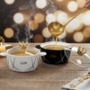 Nordic Geometric Ceramic Serving Bowl with Gold Crown Glass Lid