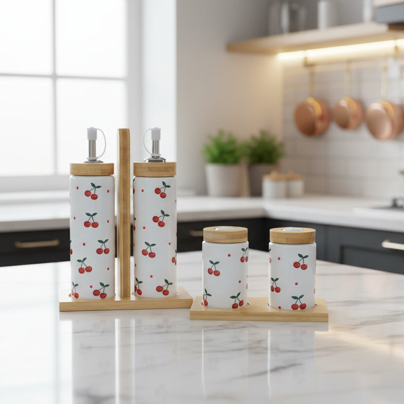 Cherry Pattern Ceramic Dining Accessories