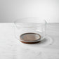 Glass Fruit and Salad Serving Bowl with Acacia Wood Base