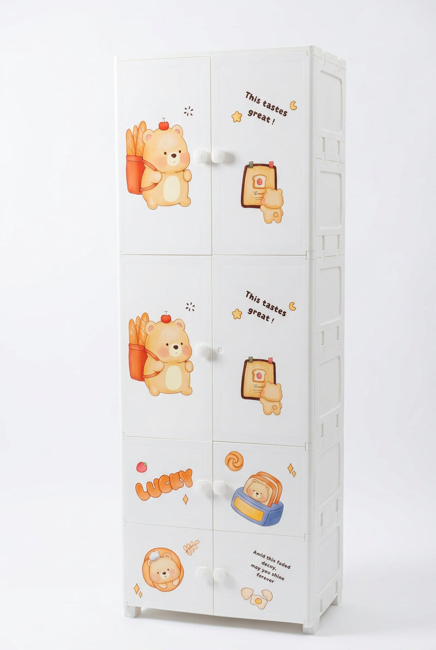 Cute Bear Foldable Plastic Kids Wardrobe & Storage Cabinet