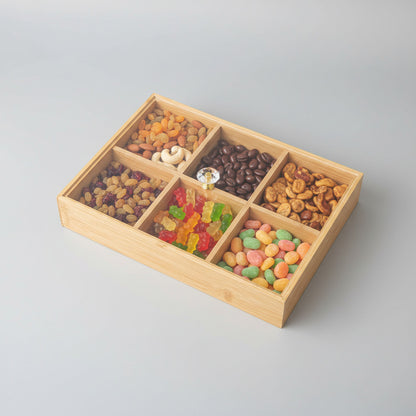 Bamboo Multi-Compartment Serving Box with Acrylic Lid