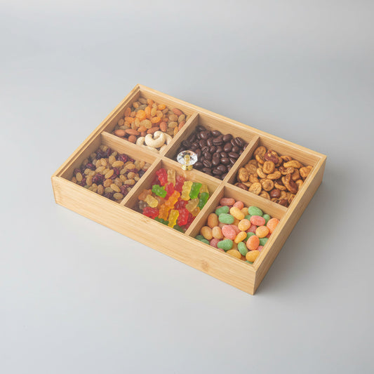 Bamboo Multi-Compartment Serving Box with Acrylic Lid