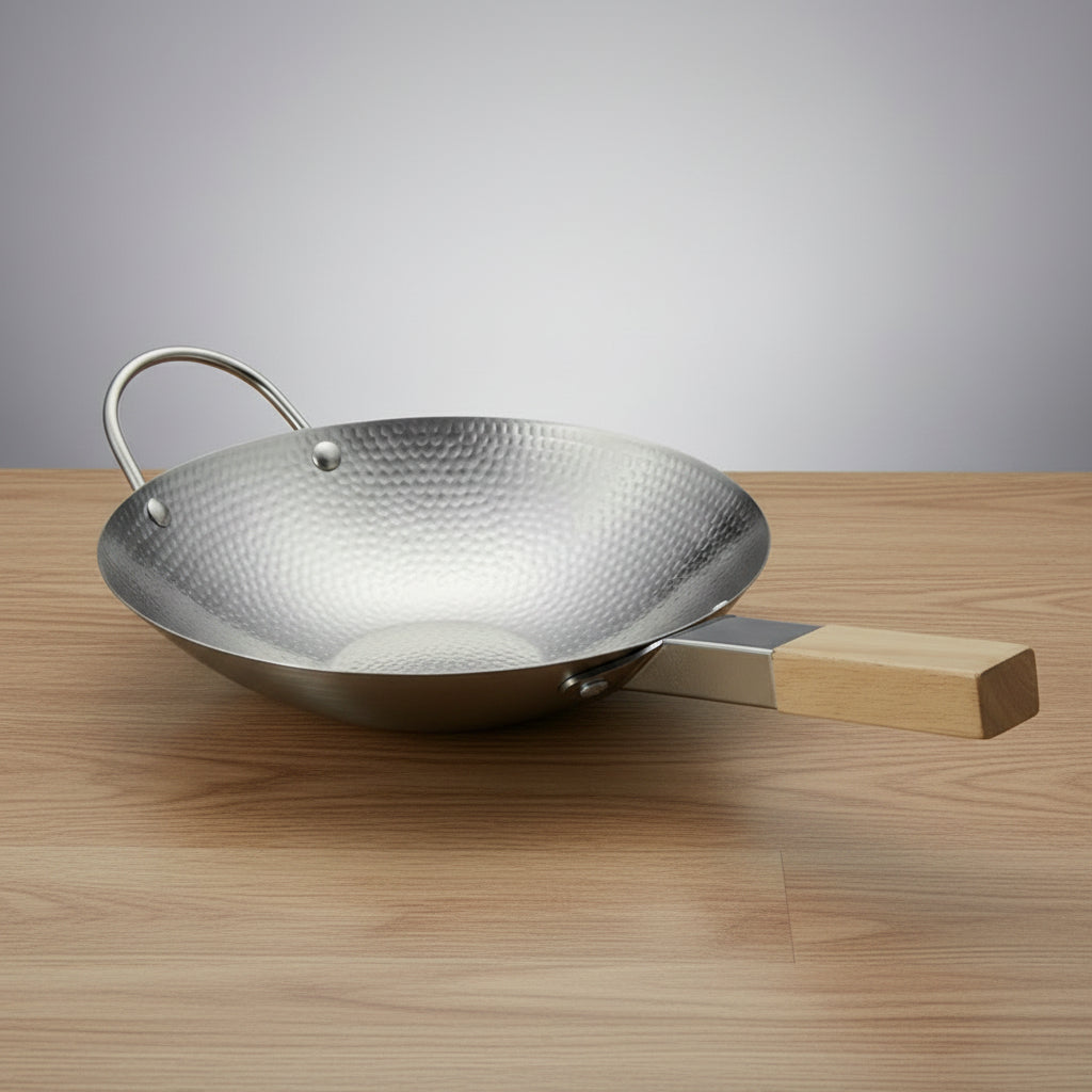 Stainless Steel Frying with Wood Handle for Cooking