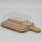 Premium Glass Serving Dish with Handled Bamboo Tray & Lid
