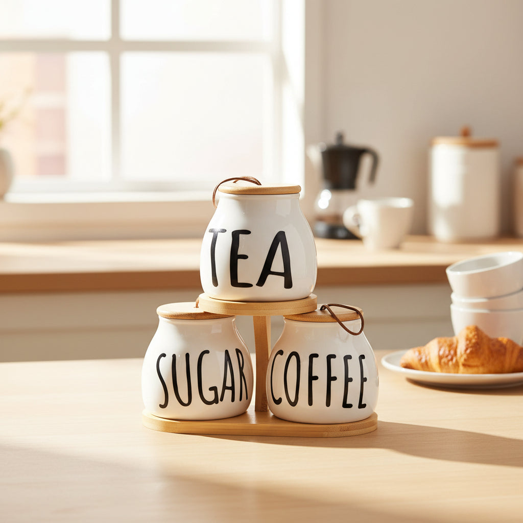 Blossom & Bamboo 3-Piece Kitchen Canister Collection