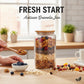 Airtight Textured Glass Storage Jar with Bamboo Lid