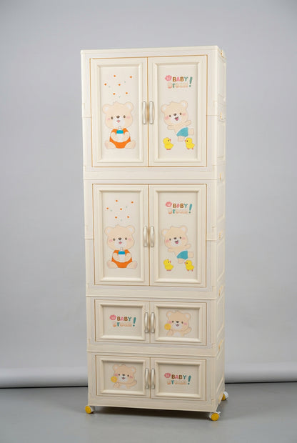 Cute Bear Foldable Plastic Kids Wardrobe & Storage Cabinet
