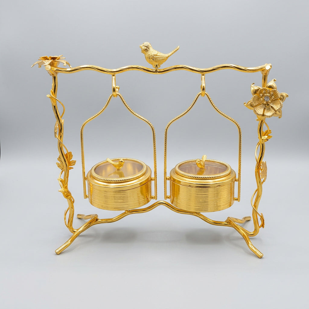 Premium Gold Bird & Blossom Hanging Dry Fruit Stand